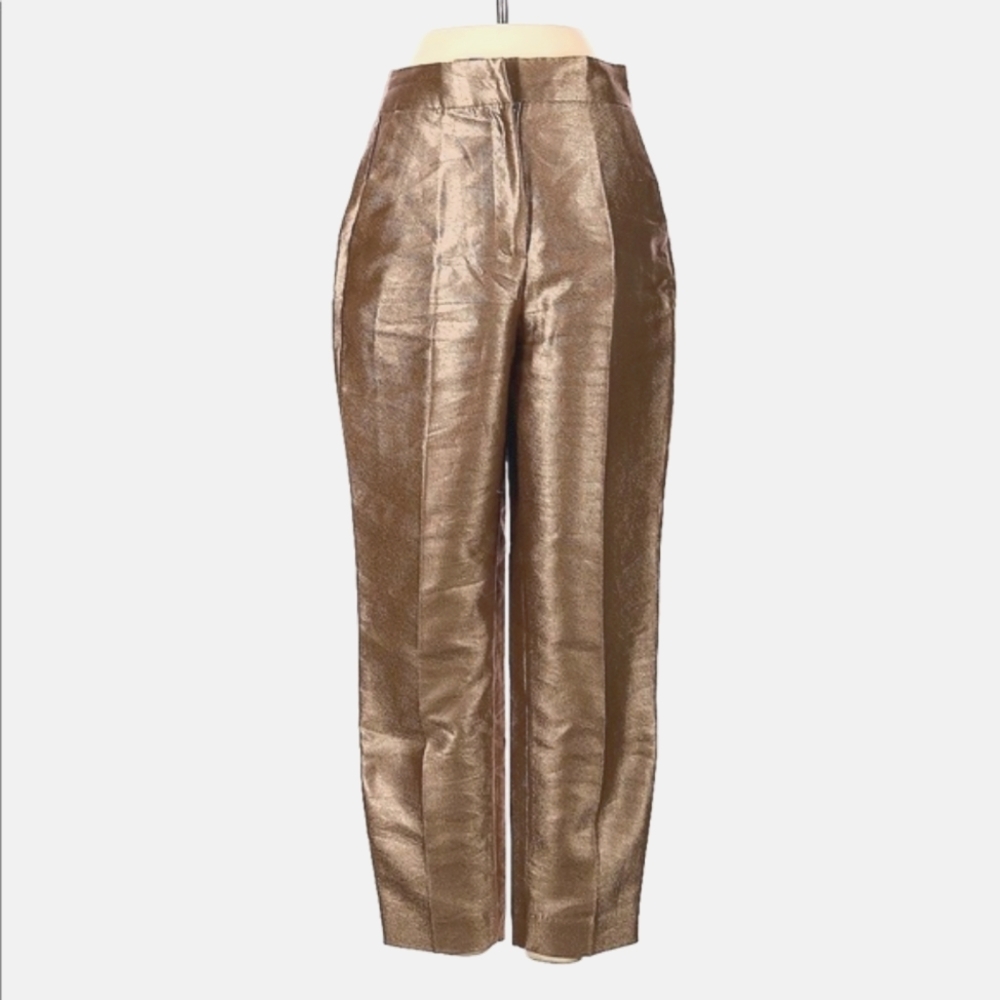 Zara Metallic Gold High Waisted Pants